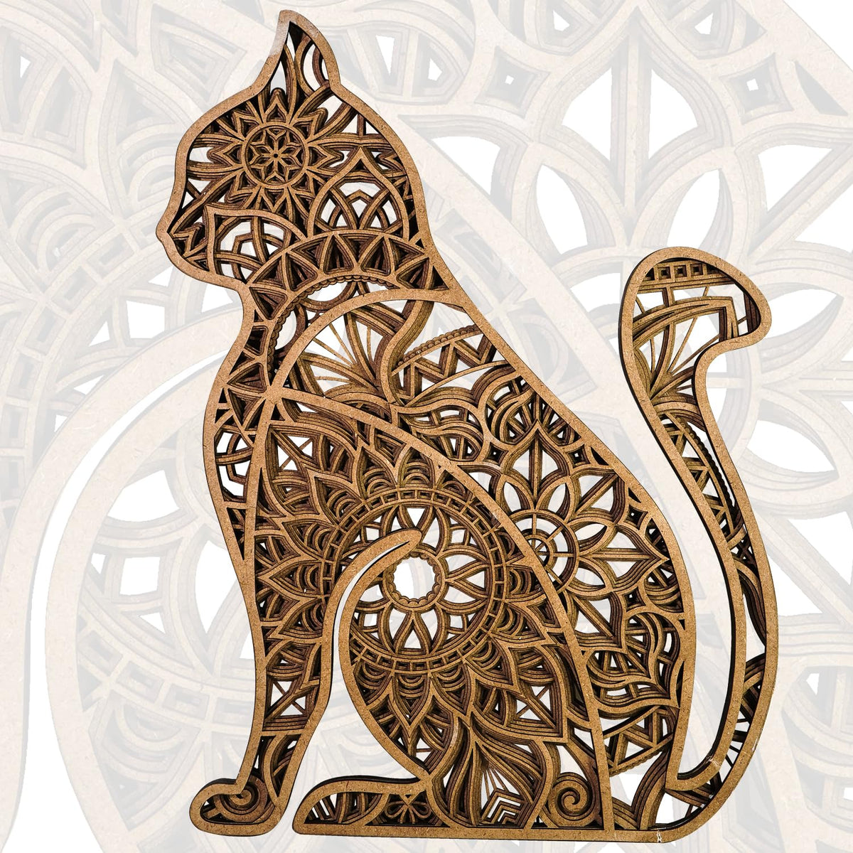 Ekhasa 3D Laser Cut Wooden Wall Art Cat for Home & Wall Decor | Wooden Art for Wall Decoration | Wall Art Carved Showpieces for Bedroom, Dining, Drawing, Living Room, Staircase Walls or Lobby