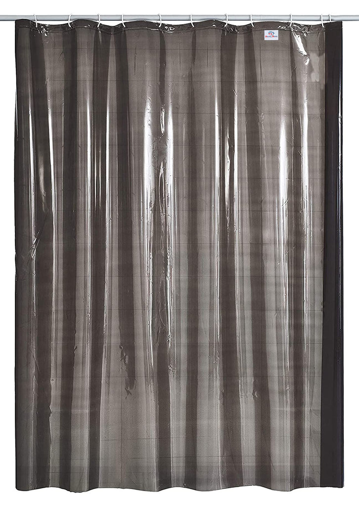 Kuber Industries 0.30mm PVC Shower/AC Curtain, 7 Feet (Black Transpare ...