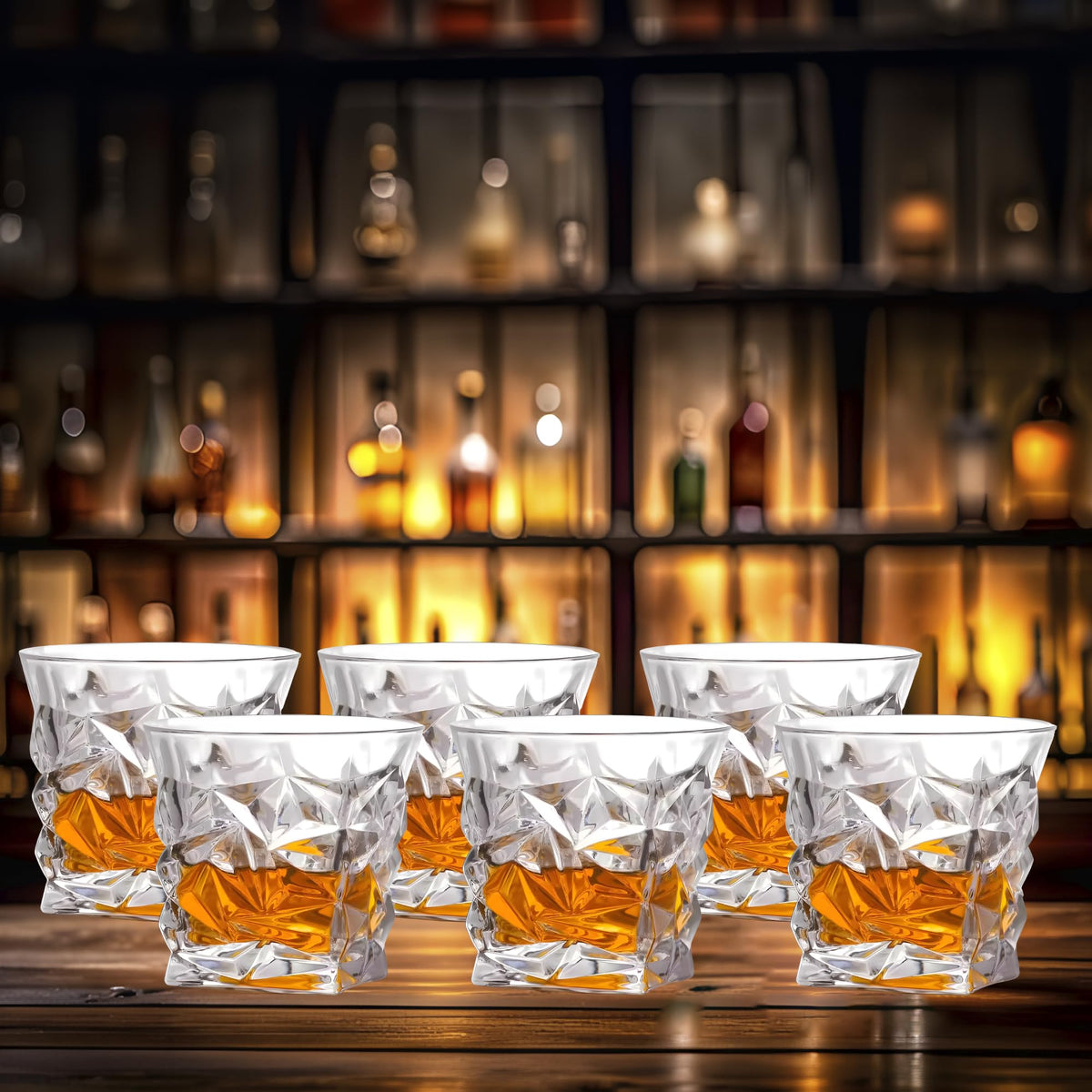 The Better Home Zest Whiskey Glasses Set of 6 (280ml Each) | Lead Free Whiskey Glass | Crystal Glass for Bar Home | Glass for Drinks | Cocktail Glasses | Highball Glass | Heavy Bottom Drinking Glass