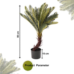 Kuber Industries Sago Cycas Artificial Tree | 80 CM Palm Tree | 24 Leaves Faux Plant for Home Décor | Majesty Palm Plant with Pot | Plastic | FH-ST80 | Green