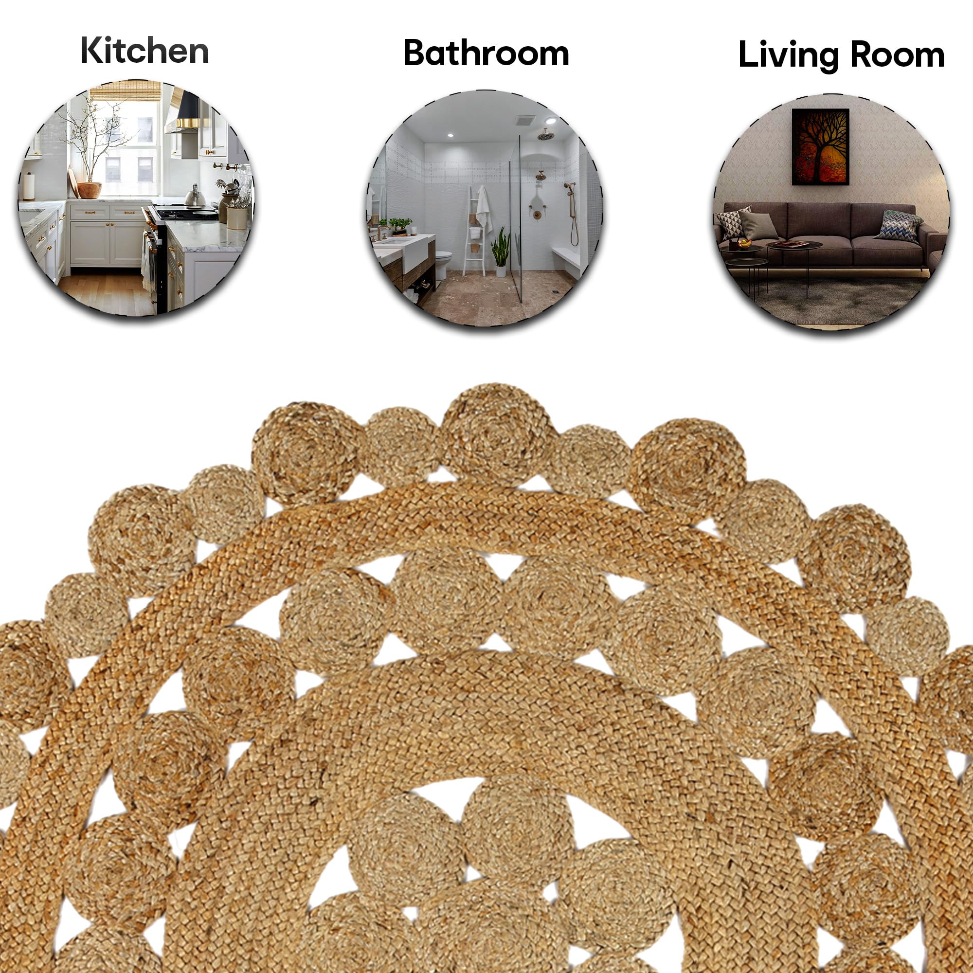 Anko Decor Jute Round Rug - Study Space