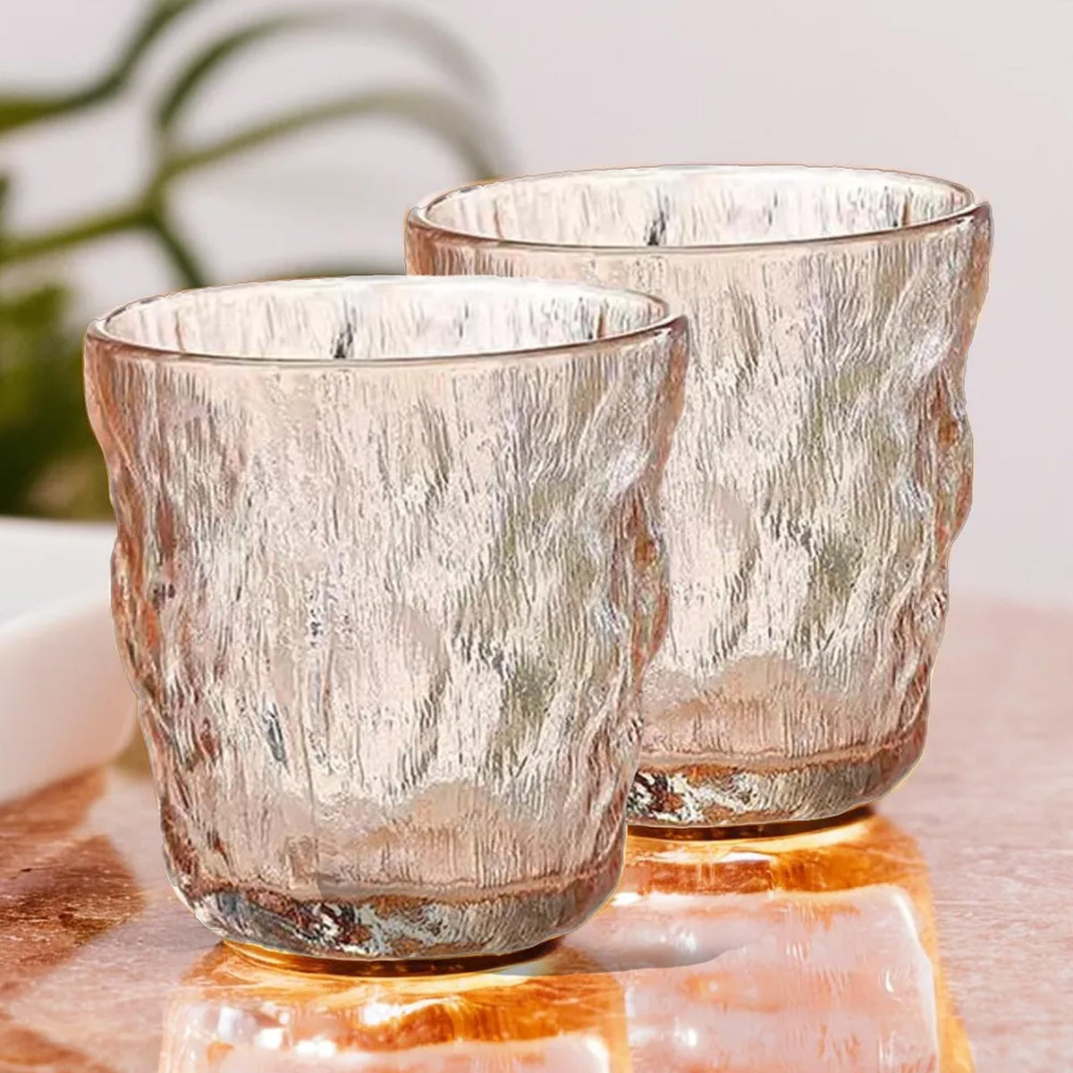 UMAI Set of 2: Amber Juice Glasses | Lead-Free | 270ml Each | Modern