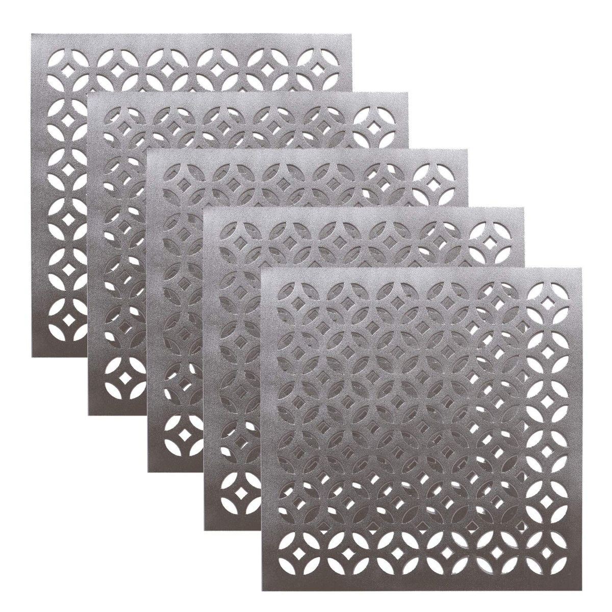 Kuber Industries PVC Soft Leather 6 Pieces Dining Table Placemat Set (Silver) -CTKTC29157