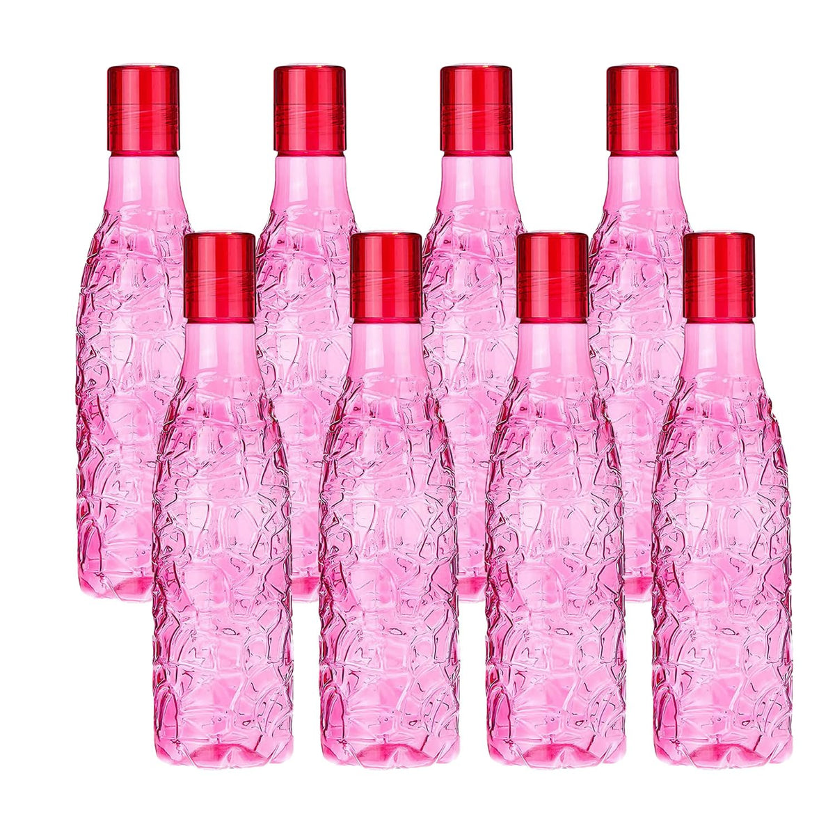 Kuber Industries BPA-Free Plastic Water Bottle|Leak Proof, Firm Grip, 100% Food Grade Plastic Bottles|For Home, Office, & Gym|Unbreakable, Freezer Proof, Fridge Water Bottle|Set Of 4|Pink (Pack Of 2)