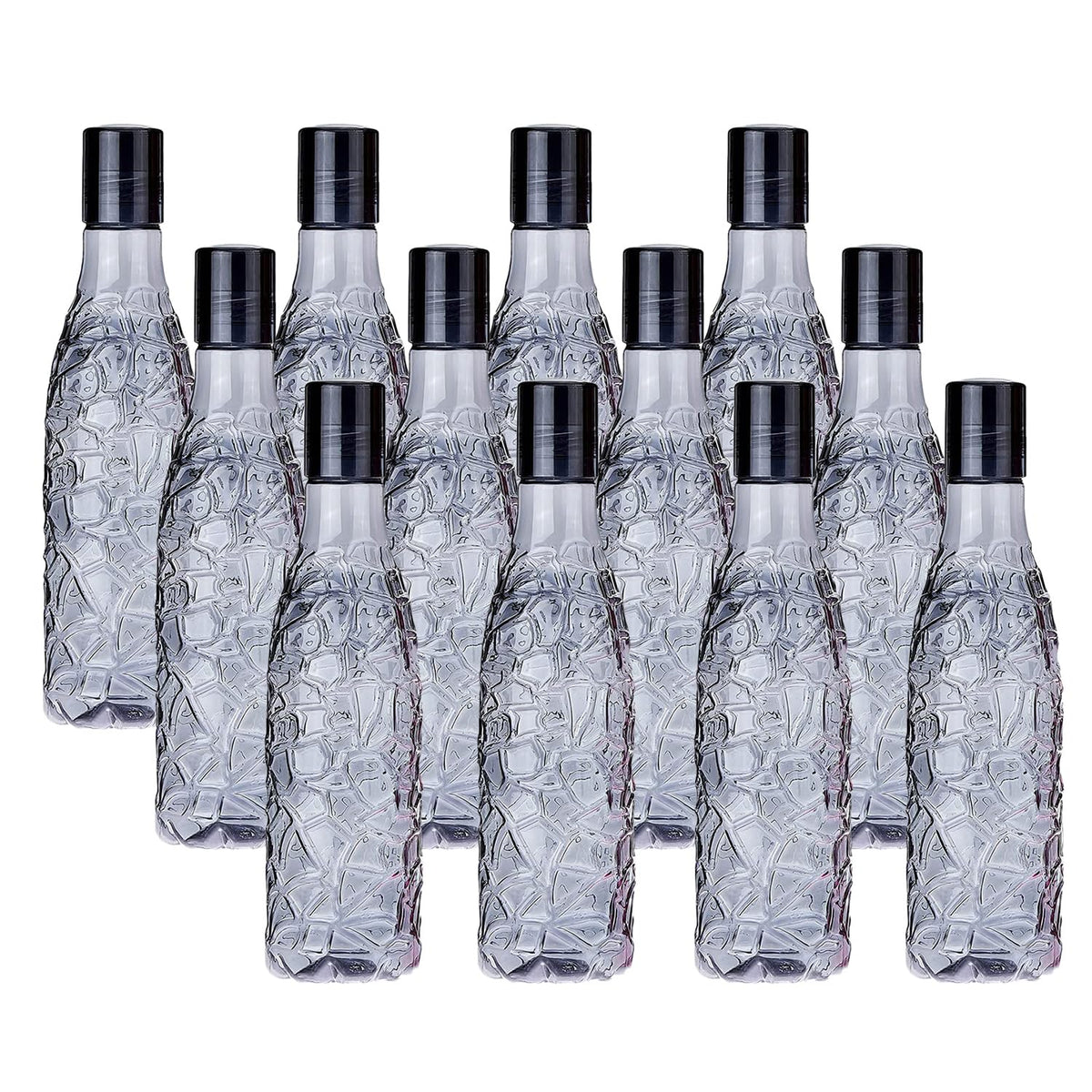 Kuber Industries BPA-Free Plastic Water Bottle|Leak Proof, Firm Grip, 100% Food Grade Plastic Bottles|For Home, Office, & Gym|Unbreakable, Freezer Proof, Fridge Water Bottle|Set Of 4|Black (Pack Of 3)