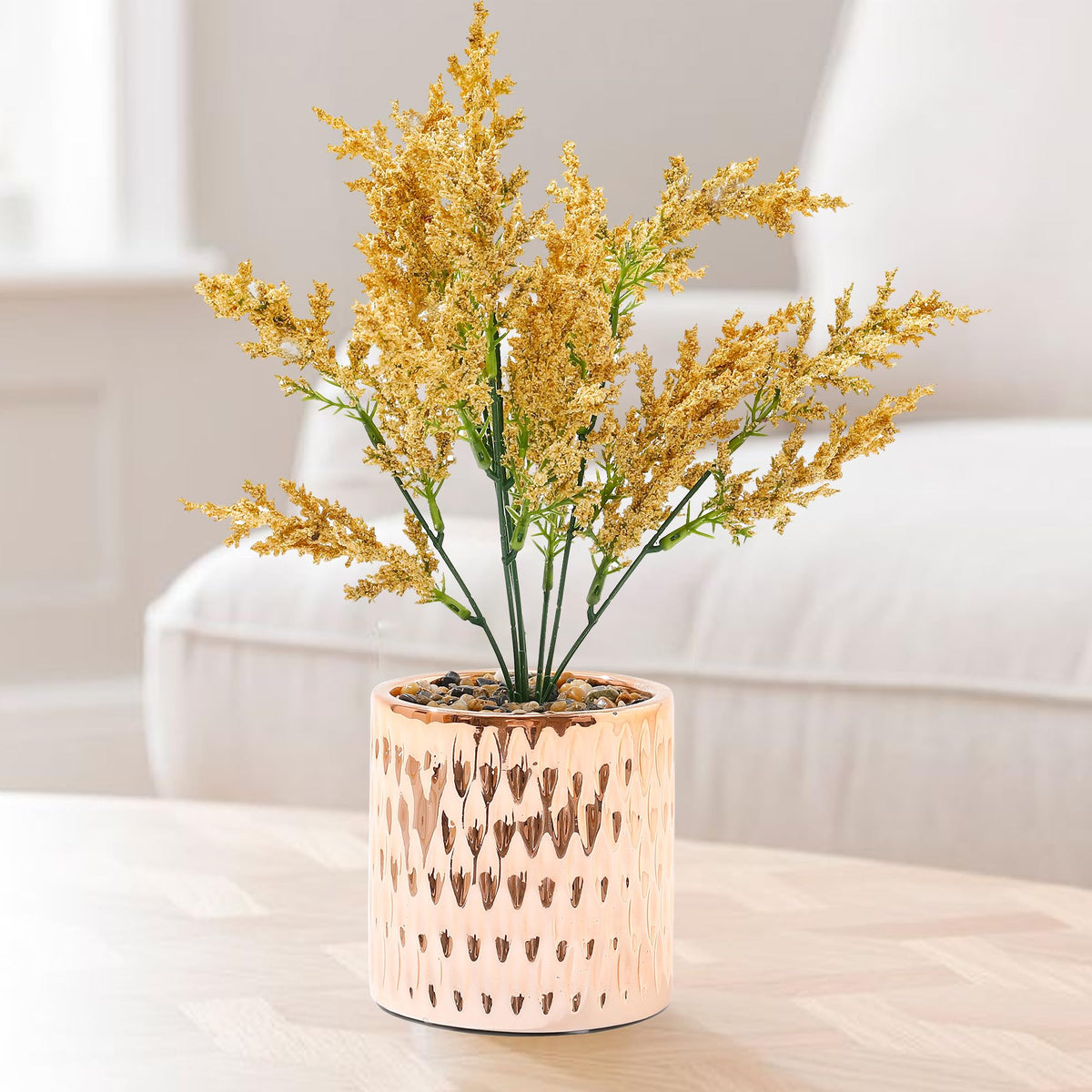 UMAI Artificial Plants for Home Decor Home Decor Items for Living Room | Diwali Decoration Items for Home, Office, Reception, Temple | Diwali Gifts | Artificial Plant with Pot (Golden Grains)
