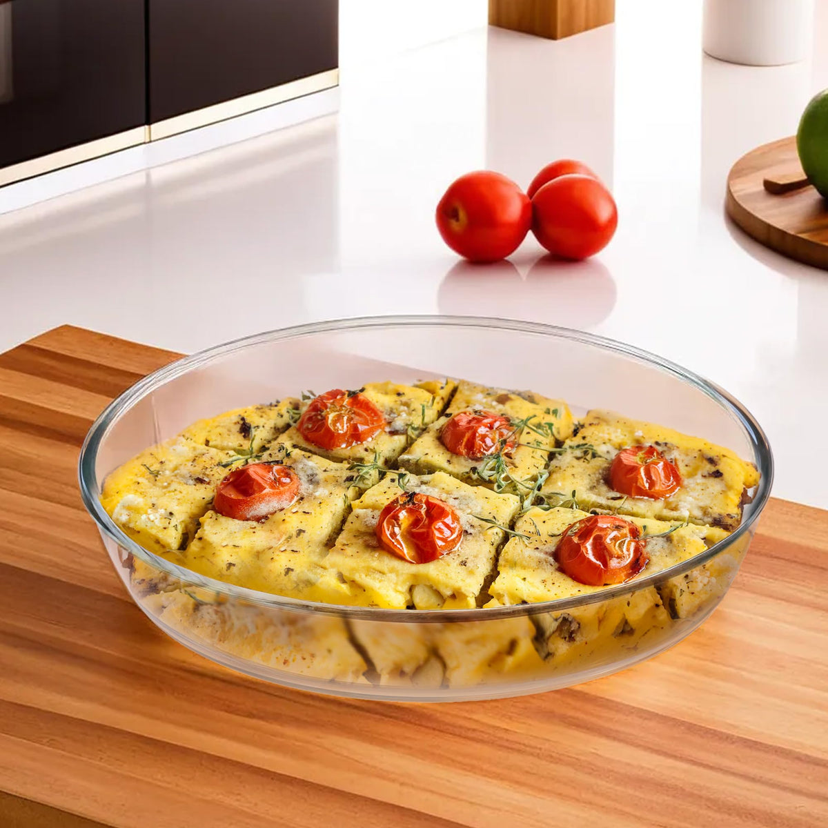 UMAI Borosilicate Glass Baking Tray-Oval Shape (2.4L)| Transparent Microwave Oven Safe Utensils | Rectangular Bread Moulds for Baking | Dishwasher Safe | Multipurpose use Serving Tray (Amber)