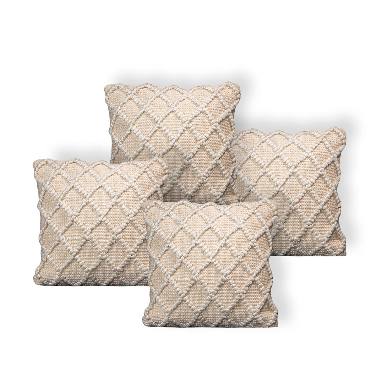 Anko Cover Set of 4 | Polyester & Cotton Square Cushion Set| Decorative Cushion Covers | Throw Tufted Cushion Covers | Cushion Cover Set for Your Sofa, Living Room (Without Filler) | 16 x 16 Inches