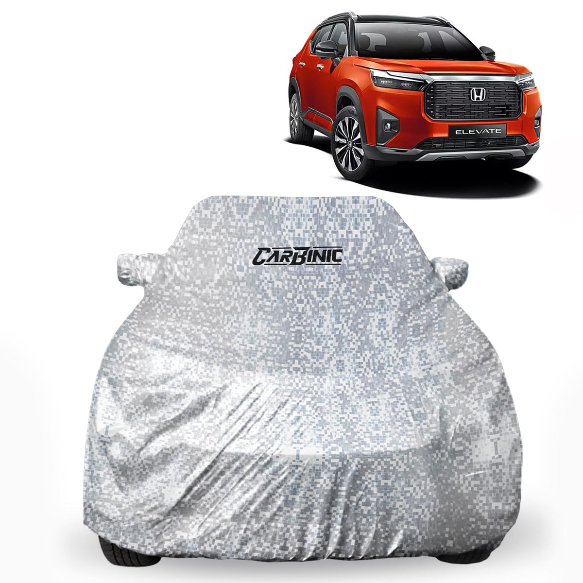 CARBINIC Waterproof Car Body Cover for Honda Elevate 2023 | Dustproof, UV Proof Car Cover | Car Accessories | Mirror Pockets & Antenna Triple Stitched | Double Layered Soft Cotton Lining