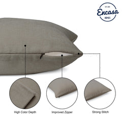 Encasa Homes Decorative Polyester Chenille Cushion Cover 1 pc Set - 40x40 cm (16"x16") - Solid Light Grey - Soft Textured Self Design Solid Colour Fabric, Large Square Pillow Covers for Bed, Sofa