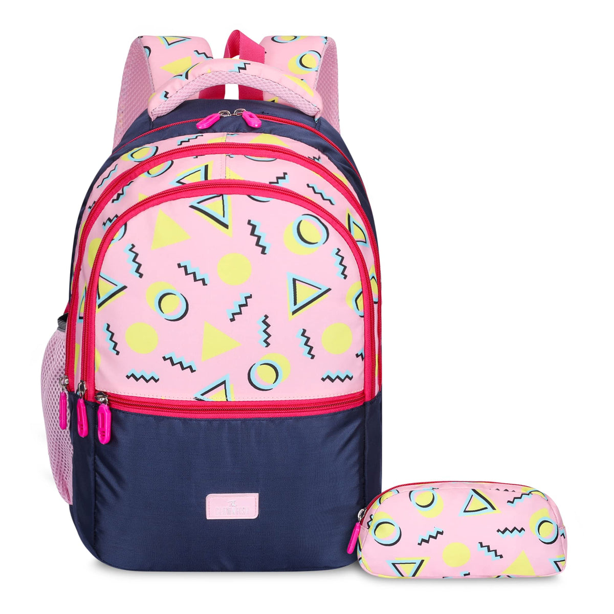 THE CLOWNFISH Edutrek Series Printed Polyester 36 L School Backpack with Pencil/Stationery Pouch School Bag Front Zip Pocket Daypack Picnic Bag For School Going Boys & Girls Age-10+ years (Rose Pink)