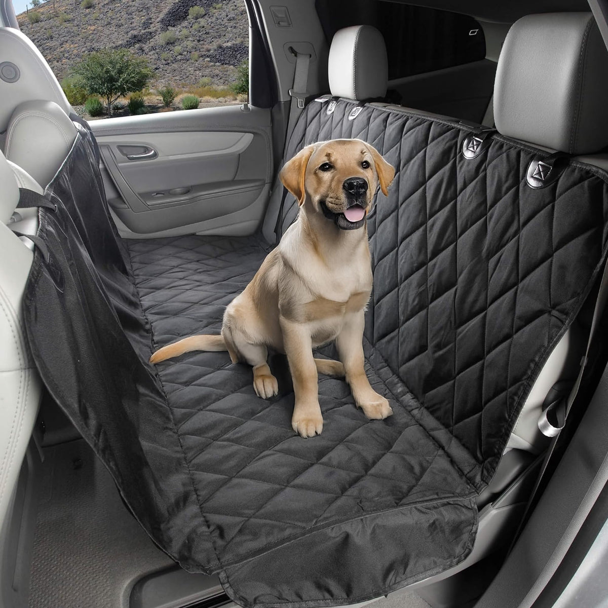 CARBINIC Dog Car Seat Cover | Water & Scratch Resistant Pet Bed | Non-Slip Dog Seat Cover for Car | Dog Travel Hammock for SUV, Sedan, Hatchback Cars | Dog Protection Car Cover | Black (137x147 CM)