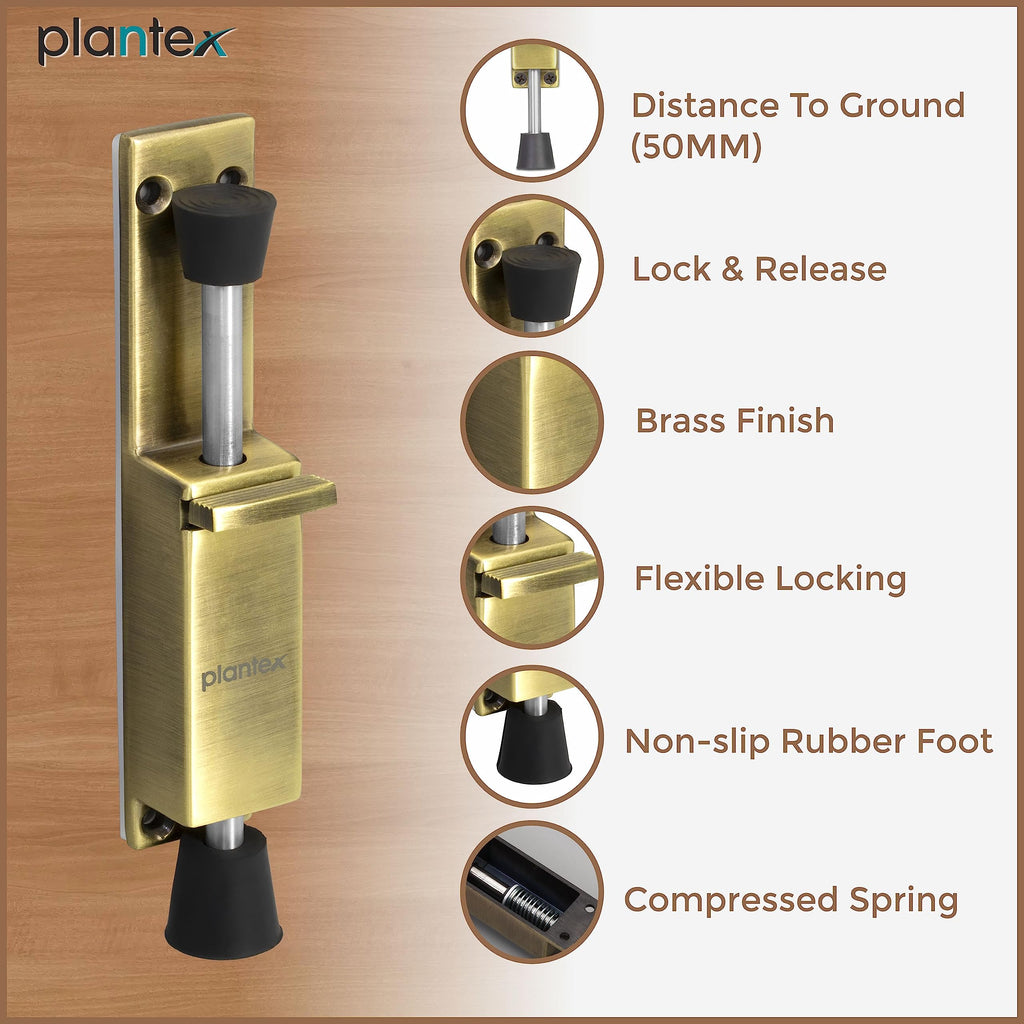 Plantex Kick Down Door Stopper Spring Loaded Telescopic Step On/Off ...