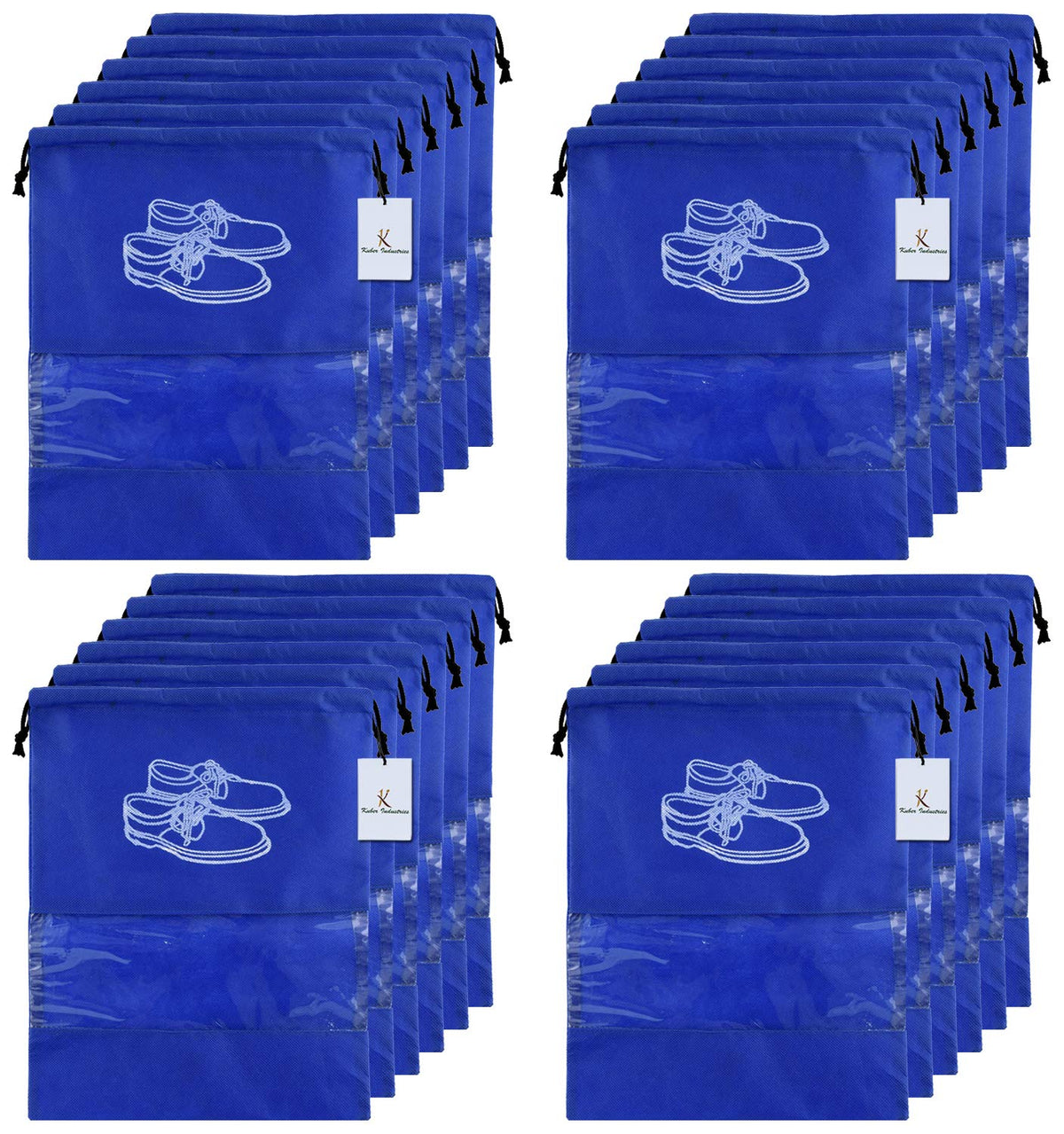 Kuber Industries 24 Piece Non Woven Travel Shoe Cover, String Bag Organizer, Royal Blue -CTMTC39493