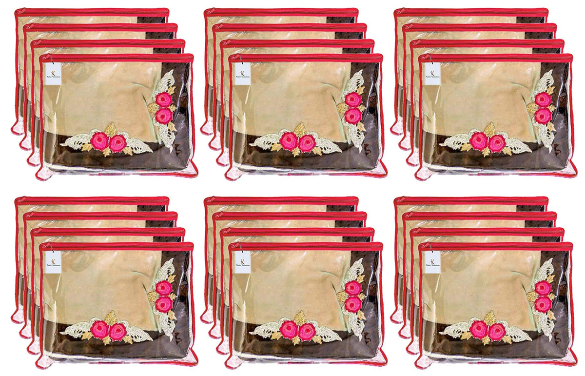 Kuber Industries Non Woven 24 Pieces Single Packing Saree Cover Set (Red)-KUBMART2821