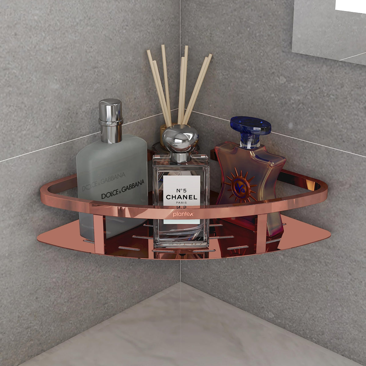 Plantex Corner Shelf for Bathroom Wall Mount/304 Grade Stainless Steel Bathroom Corner Shelf/Bathroom Accessories Holder for Wall (9x9 inches, PVD Rose Gold)