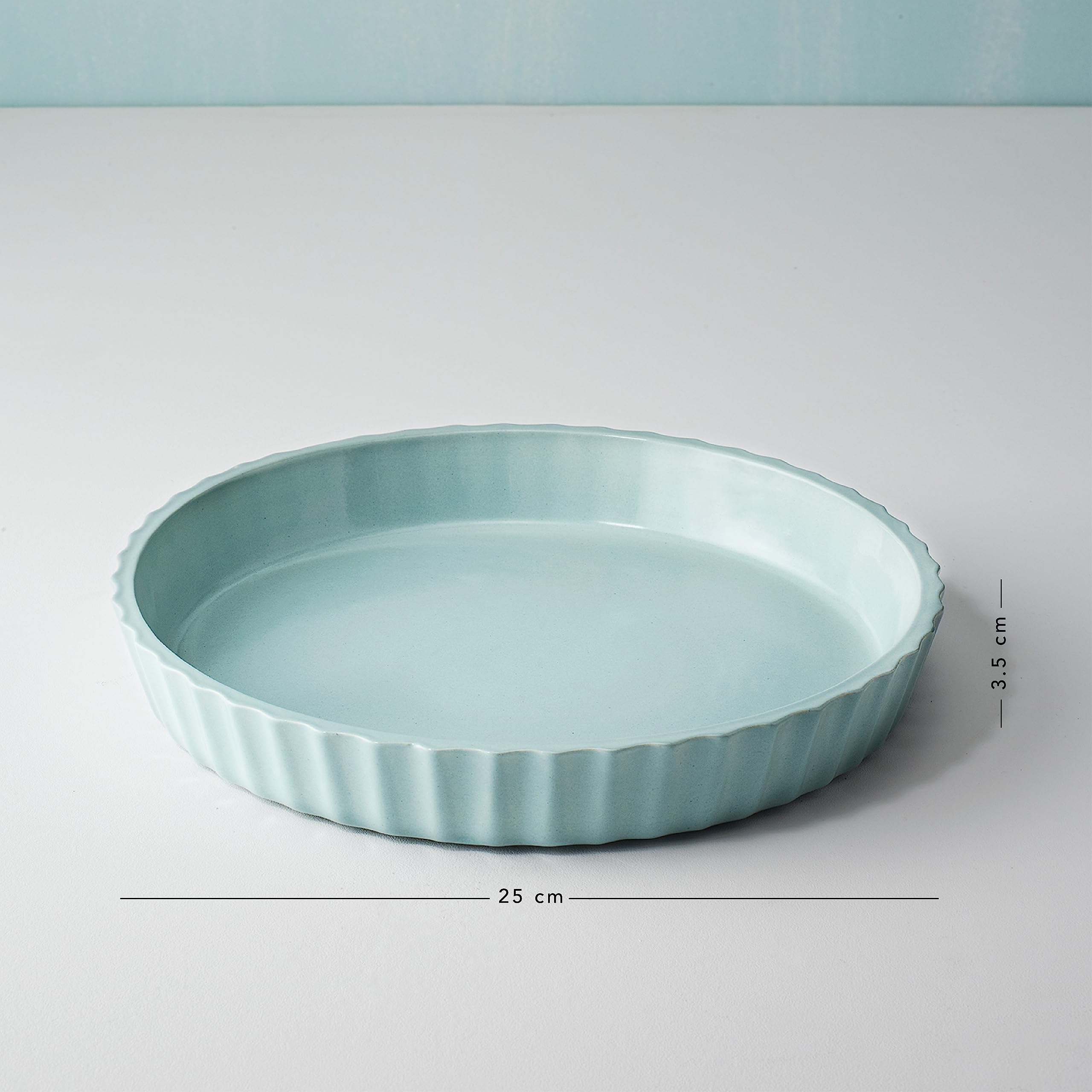 Ellementry blue ceramic tart dish - elegant dining
