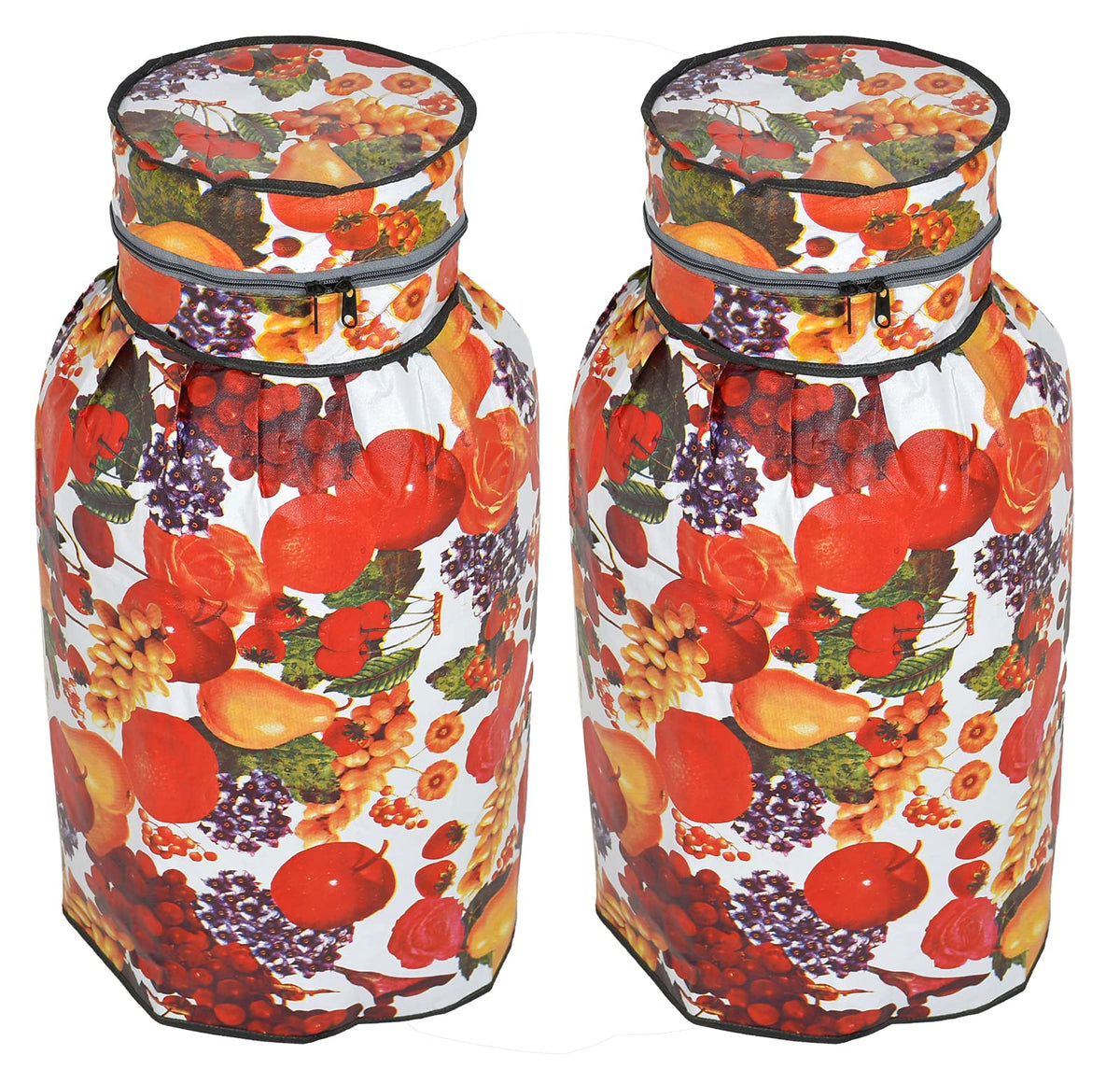 Kuber Industries Fruit Printed PVC Lpg Gas Cylinder Cover- Pack of 2-HS43KUBMART25619, Maroon & Cram, Standard