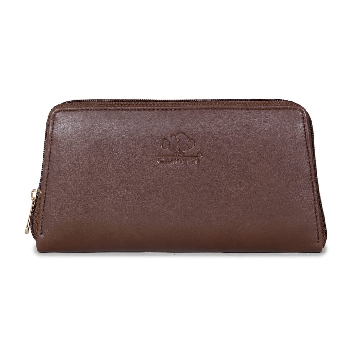 THE CLOWNFISH Evelyn Collection Womens Wallet Clutch Ladies Purse with multiple card slots (Dark Brown)