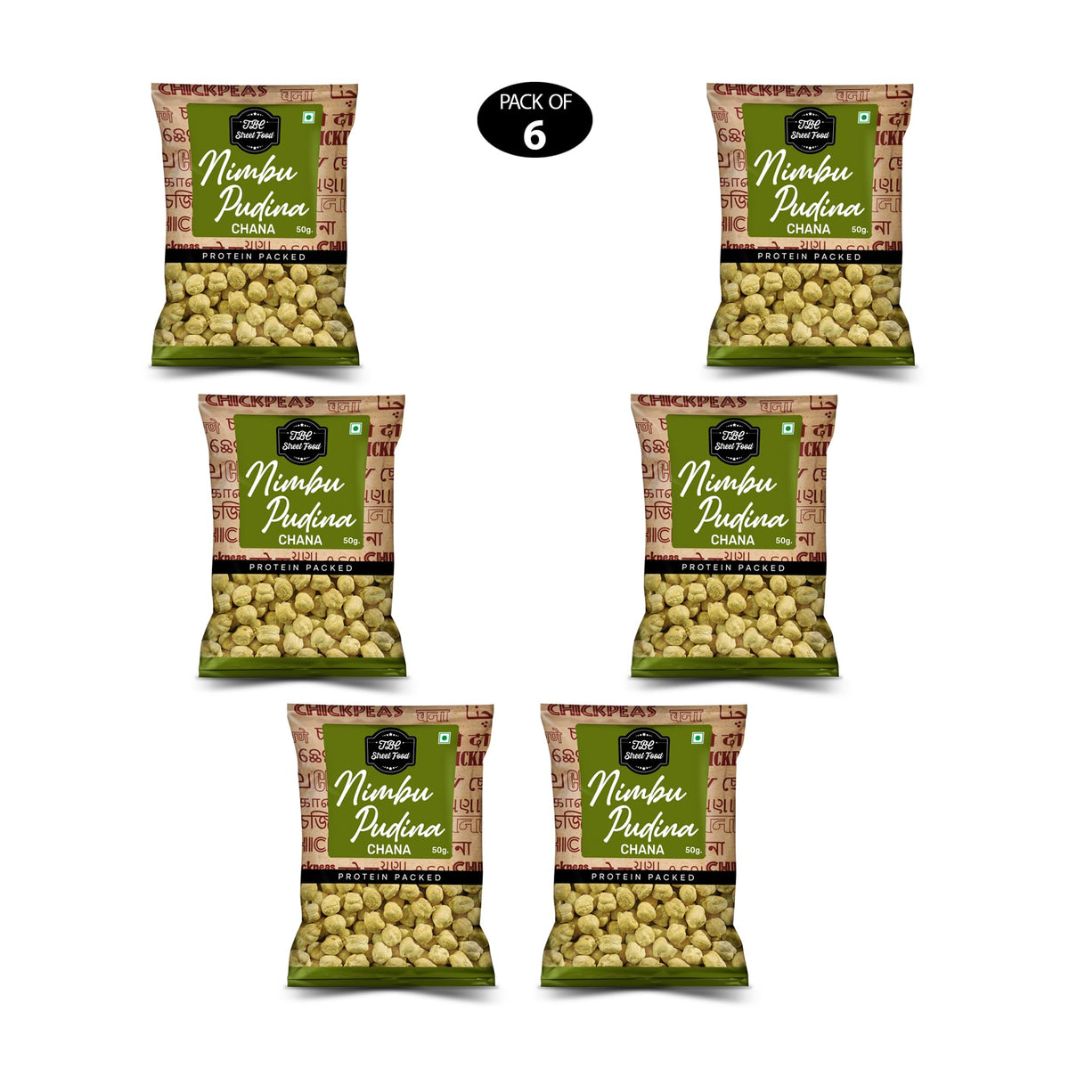 The Butternut Co. Nimbu Pudina Chana - 50g x 6 Packs