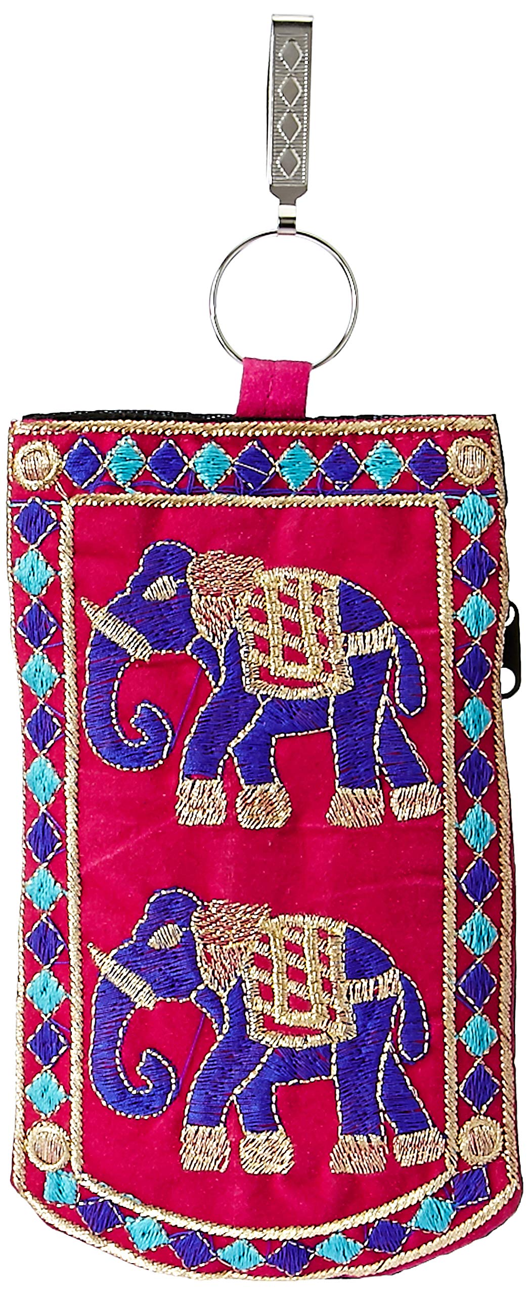 Kuber Industries Embroided Velvet Mobile Cover with Sari Hook, Multicolor (BG0164)