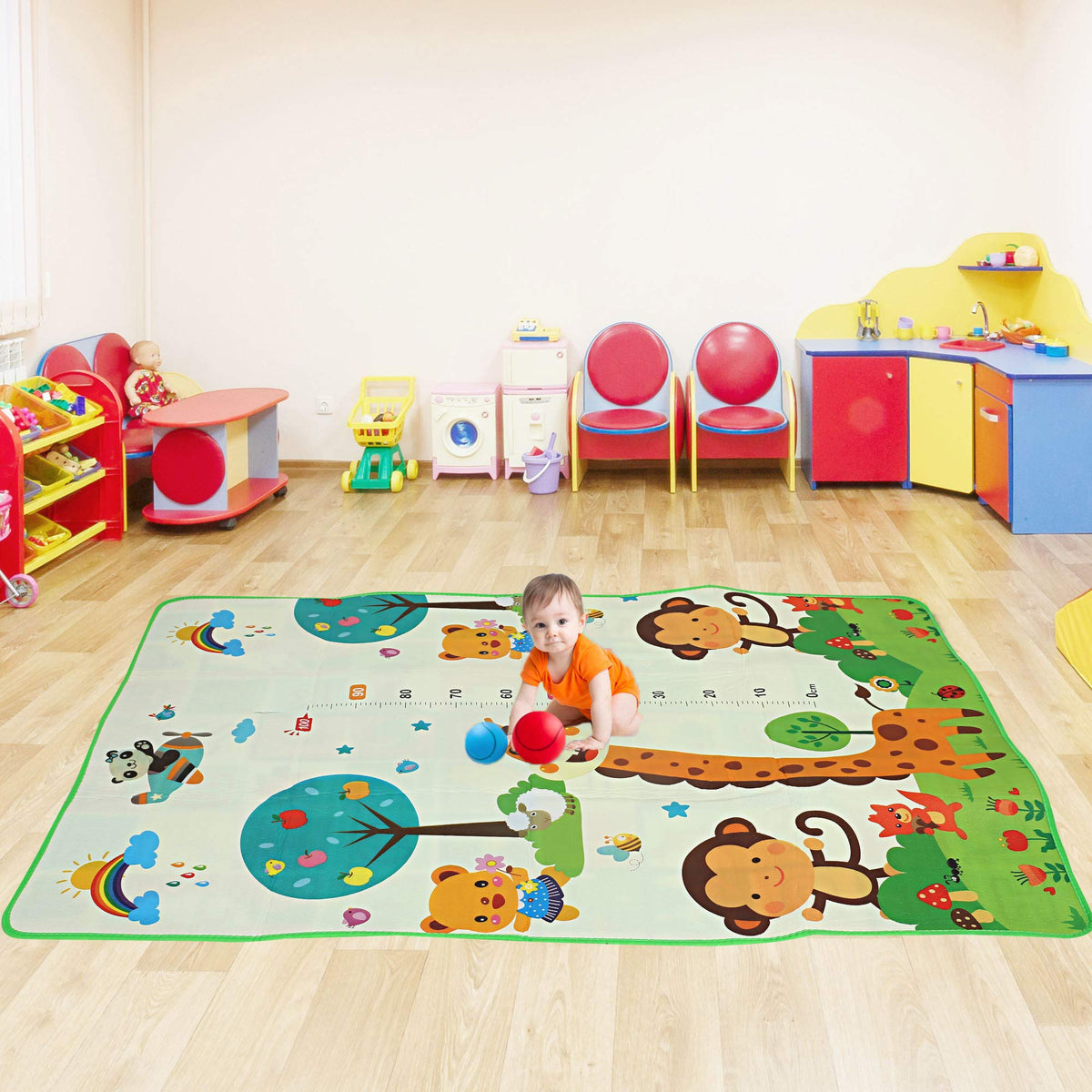 Kuber Industries Memory Foam Reversible Waterproof Kid s Crawling Play Mat - Multi Color and Design