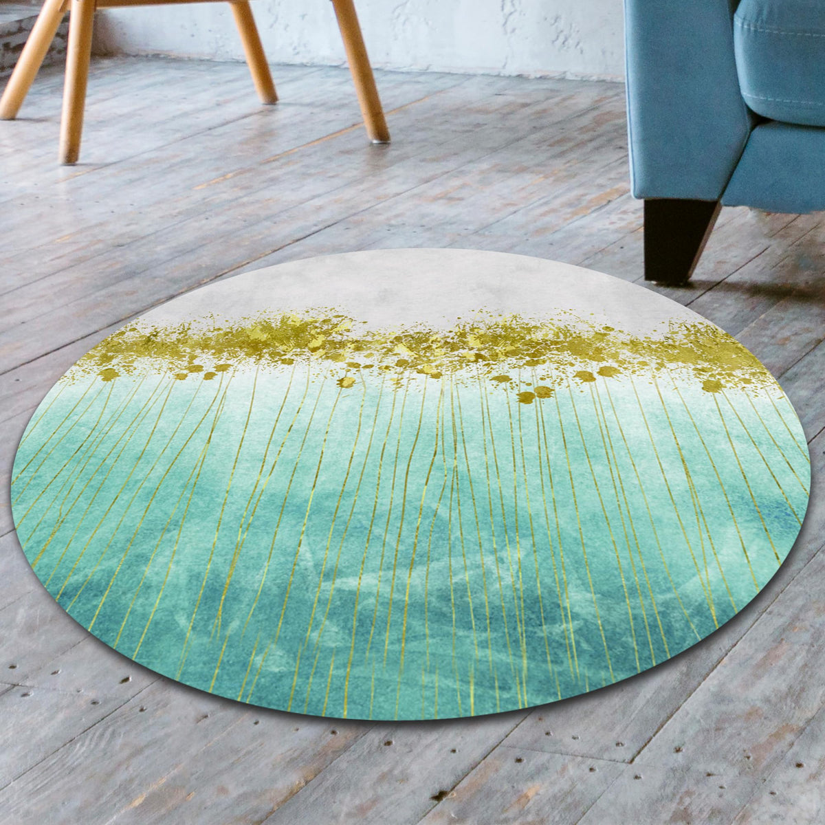 UMAI Polyester Rubber Bathroom Mat (38 * 38cm) Bath Mat | Anti Skid Mat for Bathroom Floor | Bathroom Accessories | Bathroom Mats Water Soak | Non Slip Mat for Bathroom | Floor Mat-Cyan Ocean Print