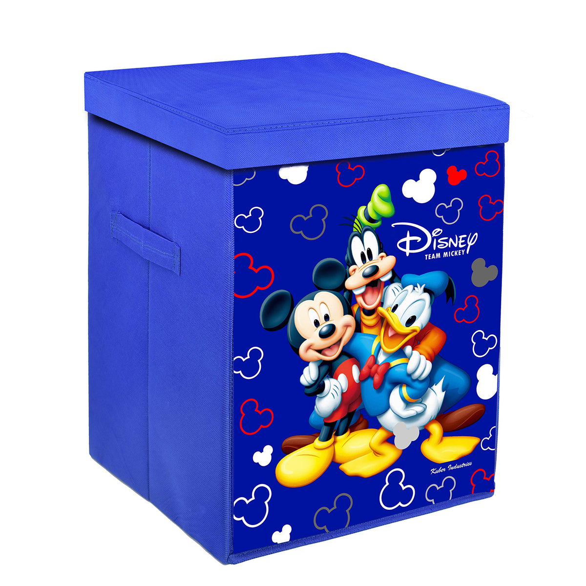 Kuber Industries Disney Team Mickey Print Non Woven Fabric Foldable Laundry Organiser with Lid & Handles (Royal Blue)-KUBMART3458