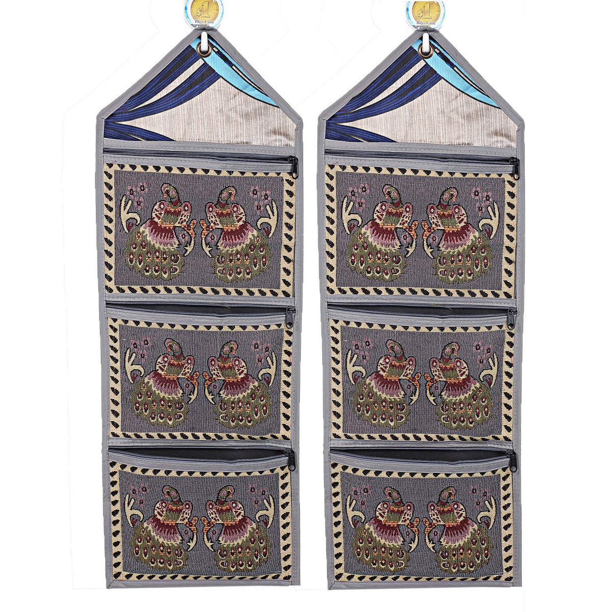 Kuber Industries Cotton 2 Pieces Wall Hanging Magazine Letter Holder (Grey) -CTKTC7247