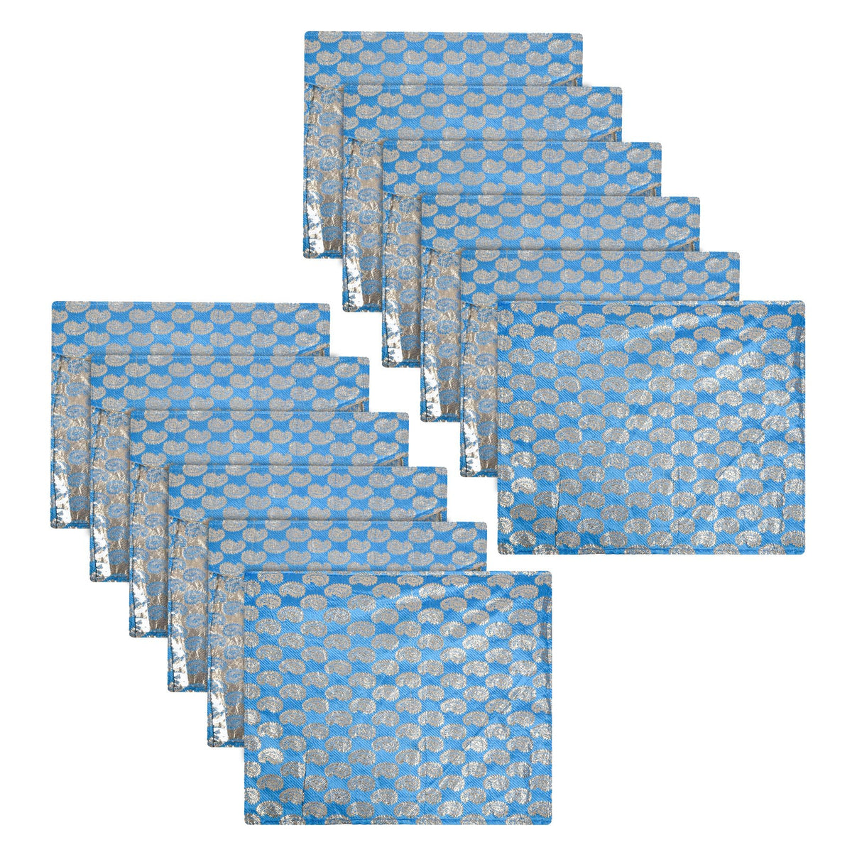 Heart Home Saree Cover | Clothes Storage Bag | Single Packing Saree with Zip Closure | Wardrobe Organizer | Cloth Stoarge Organizer | Carry Jama-Design | Pack of 12 | Sky Blue