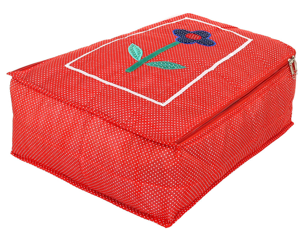 Kuber Industries Dot Printed Petticoat Cover Bag/Wardrobe Organiser/Storage Bag/Bags for Cloths (Red)