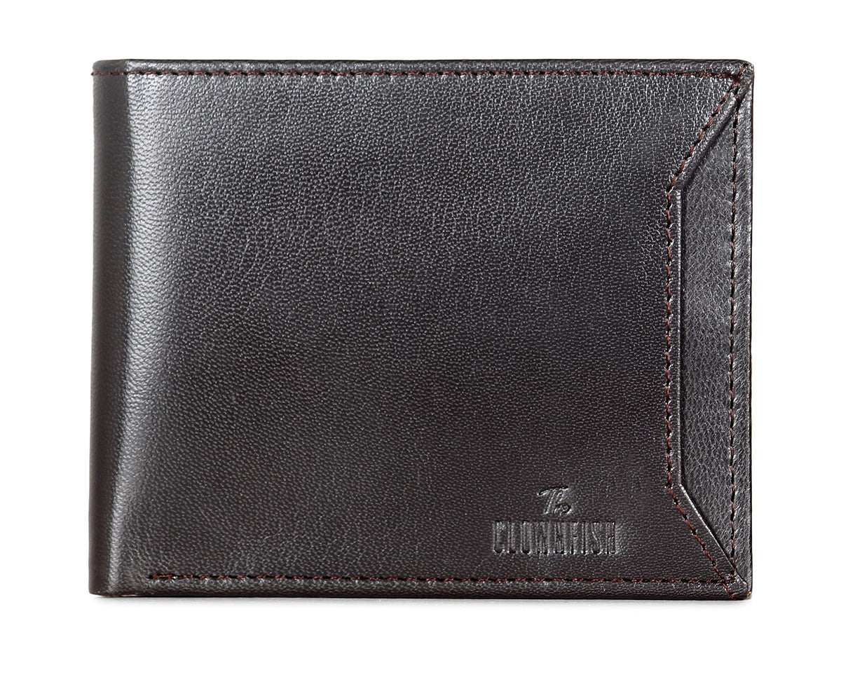 THE CLOWNFISH RFID Protected Genuine Leather Bi-Fold Wallet for Men with Multiple Card Slots, Coin Pocket & ID Window (Chocolate Brown)