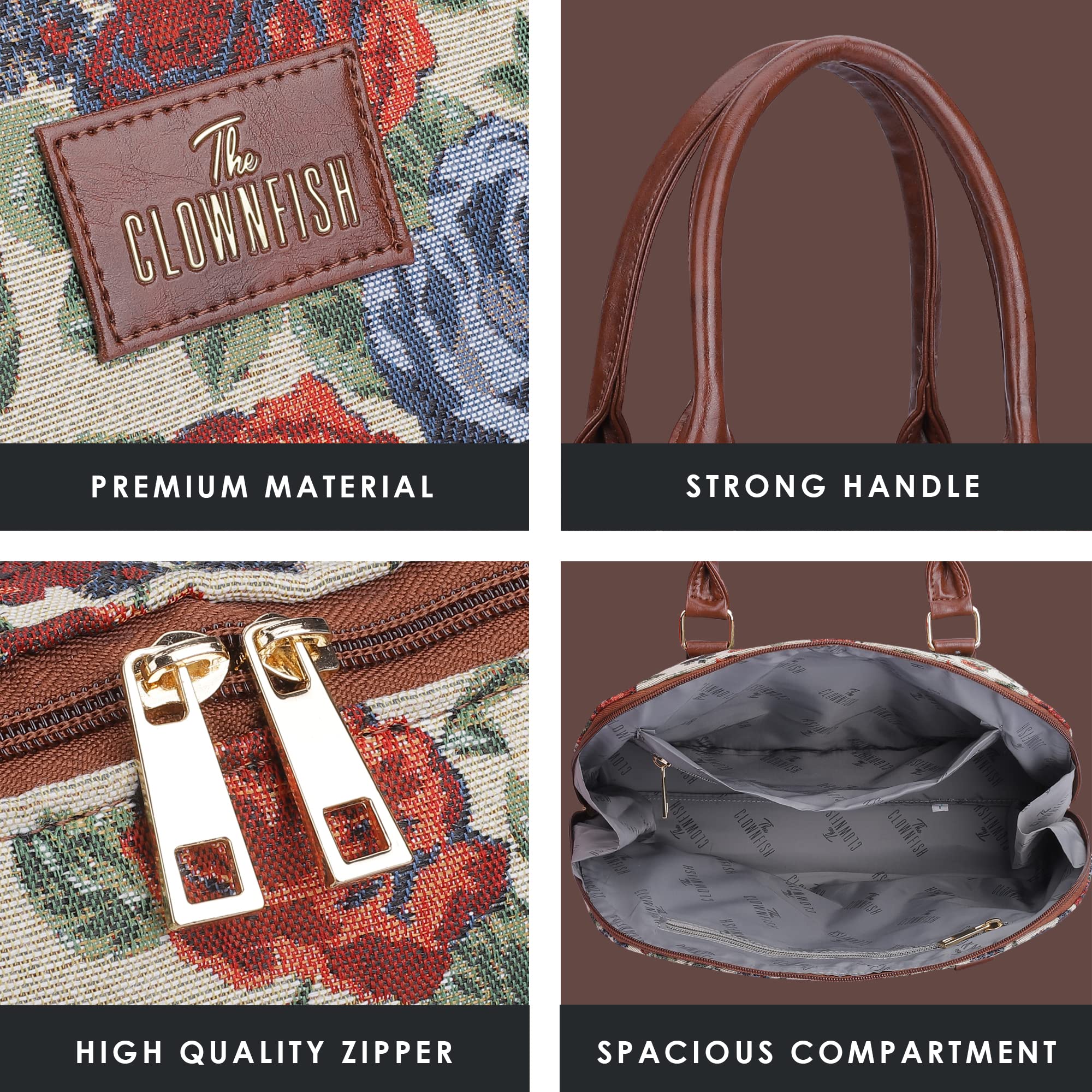 The Clownfish Montana Series Handbag for Women Office Bag Ladies Purse  Shoulder Bag Tote for Women College Girls (Red-Floral)