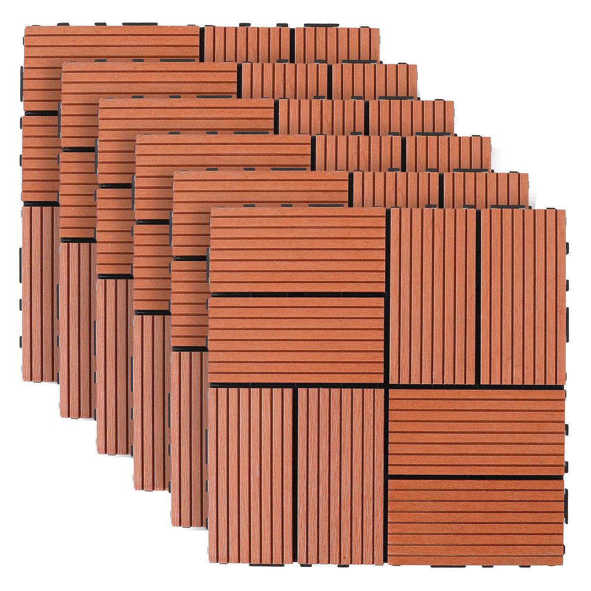 Cheston Interlocking Tiles I Wooden Floor Sheets I Interlocking Tiles for Indoor/Outdoor I Weather & Water Resistant I Flooring Solution I 12" X 12" Deck Tiles (Pack of 6, Wooden)