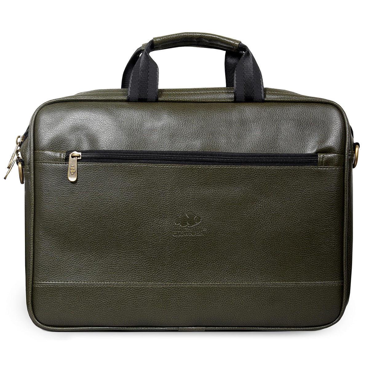 THE CLOWNFISH Unisex Biz Faux Leather 15.6 Inch Laptop Messenger Bag Briefcase (Green)