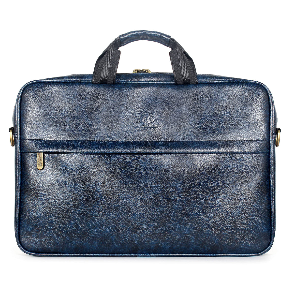 THE CLOWNFISH Unisex Noble Faux Leather 15.6 Inch Laptop Messenger Bag Briefcase (Blue)