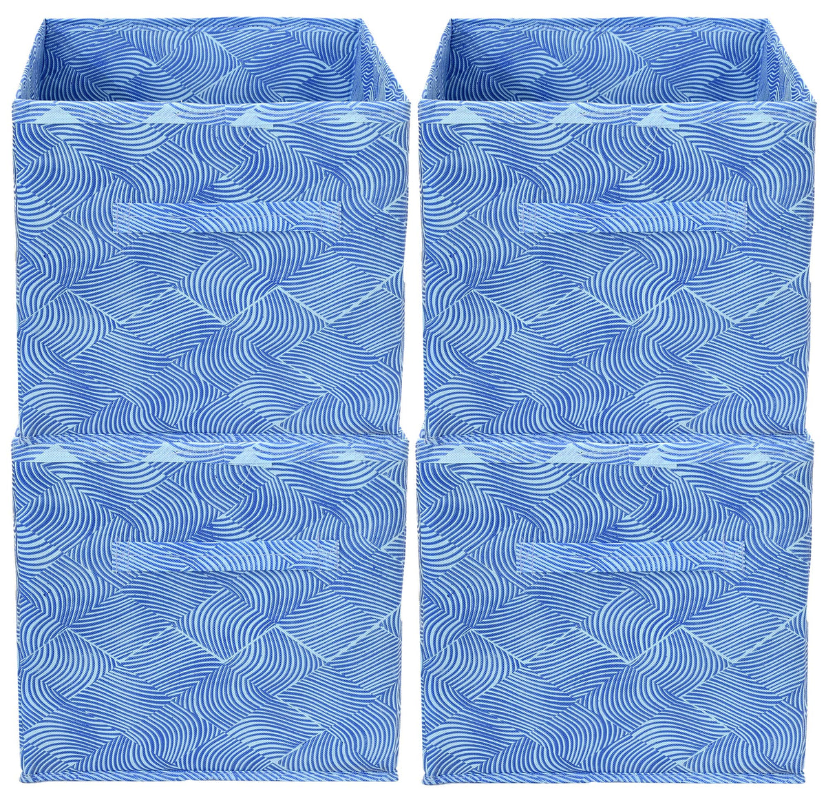 Kuber Industries Leheriya Print Non Woven 4 Pieces Fabric Foldable Cubes Storage Box with Handle, Extra Large (Blue)-KUBMART2096