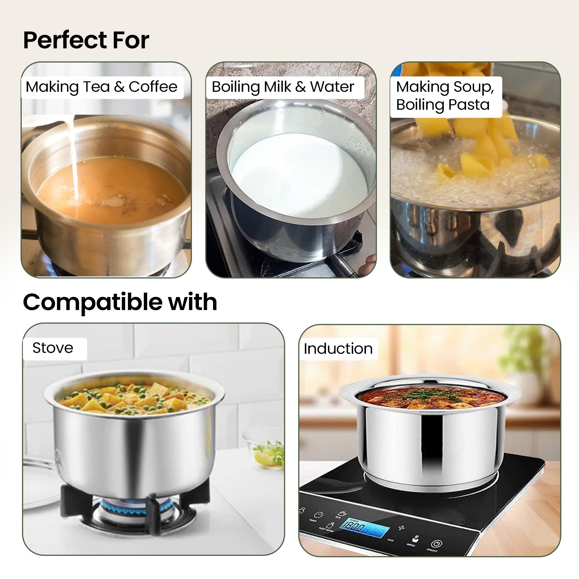 SAVYA HOME Triply Stainless Steel Tope - Great for preparing soups