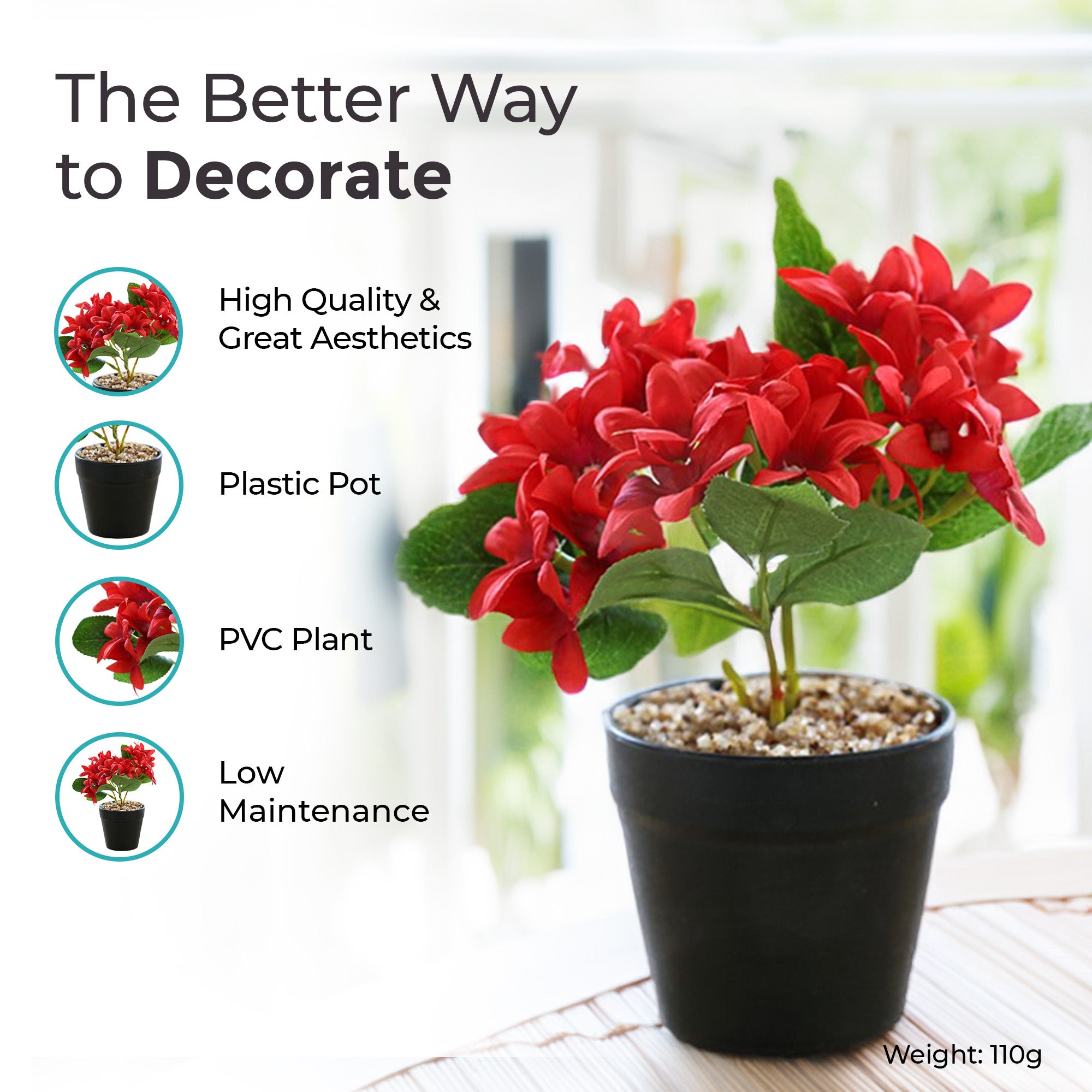 The Better Home artificial red trident flower - beautiful bedroom decoration