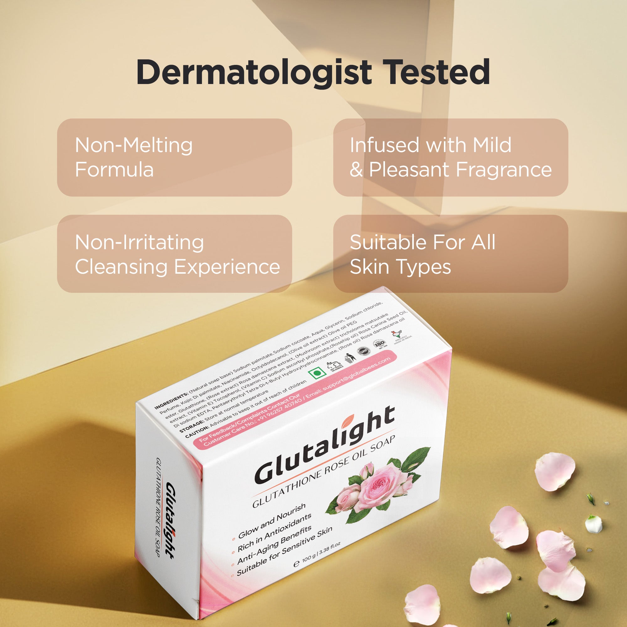 Glutalight Glutathione Rose Oil Soap - Spa-like experience at home