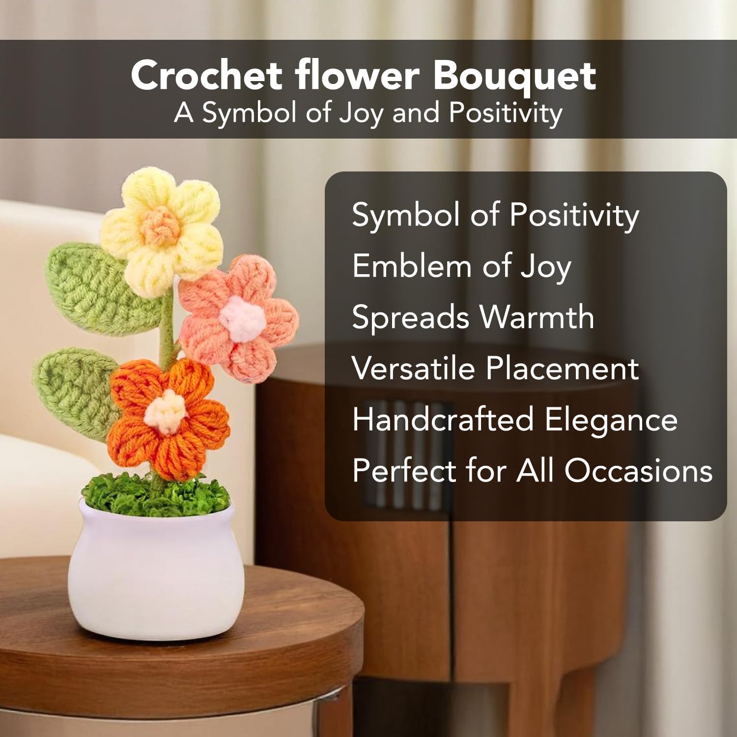 Ekhasa crochet flower pot - car dashboard decor