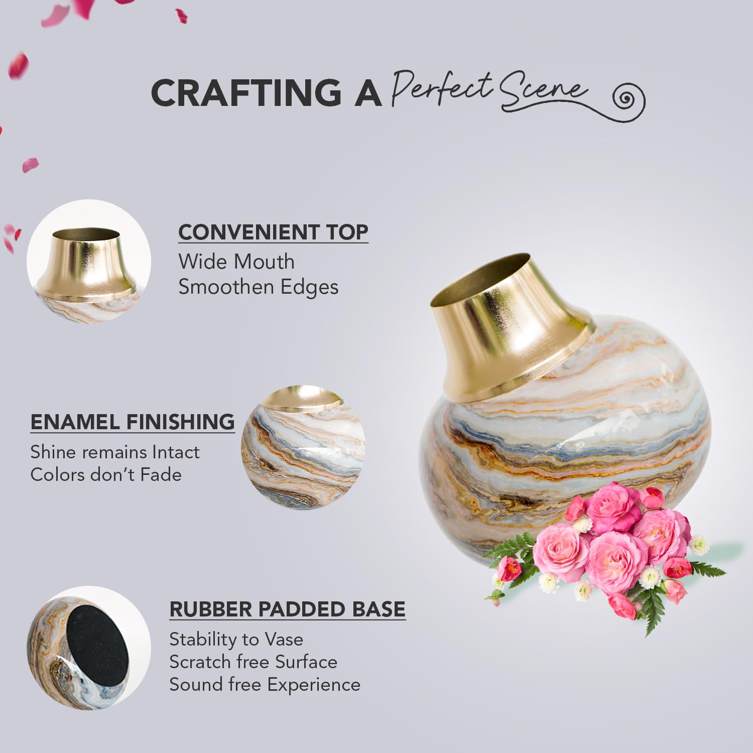 Ekhasa enamel metal vase - office enhancement