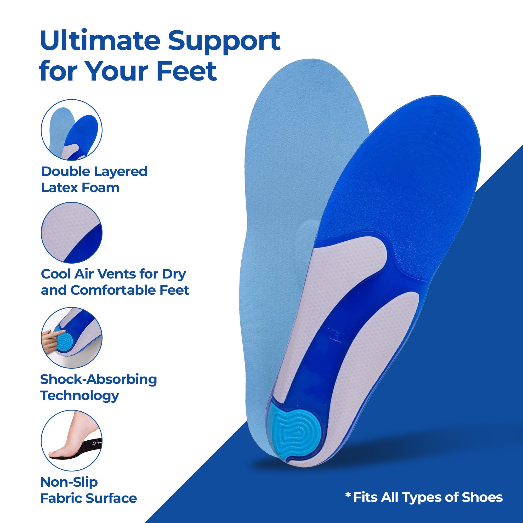 Dr Foot Blue Gel Insoles - Everyday comfort