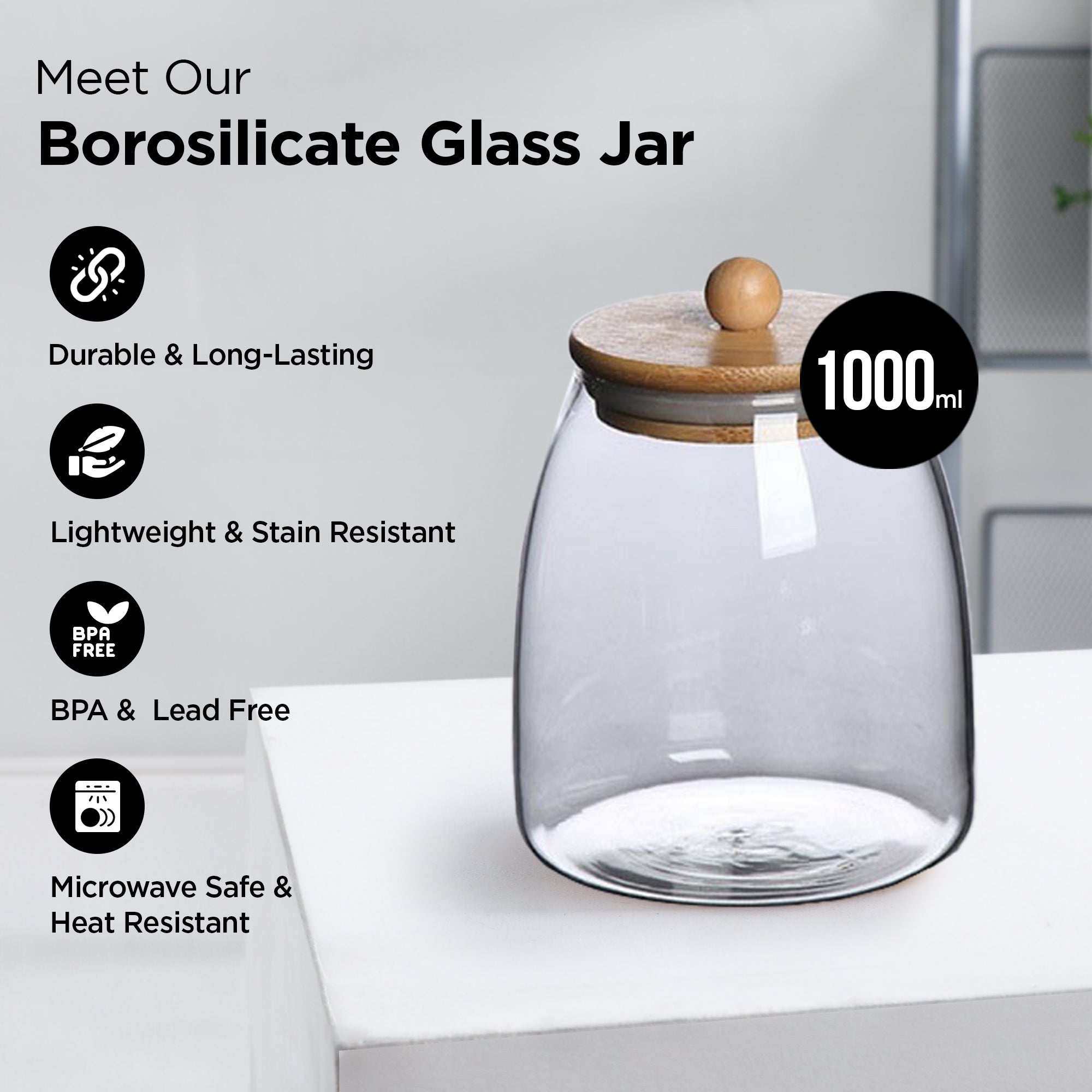 The Better Home Borosilicate Jar - Elegant Kitchen Decor