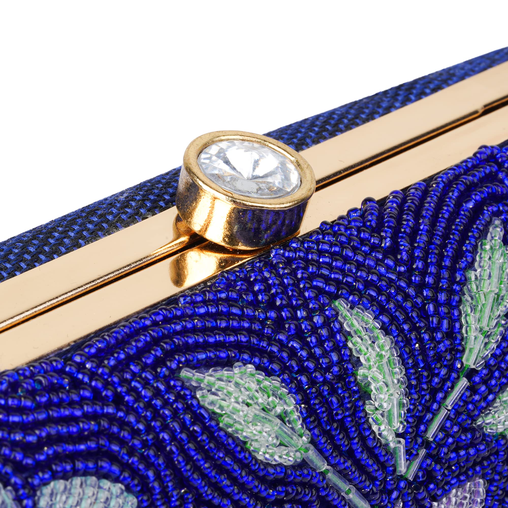Clownfish Royal Blue Floral Clutch - Ideal for Parties