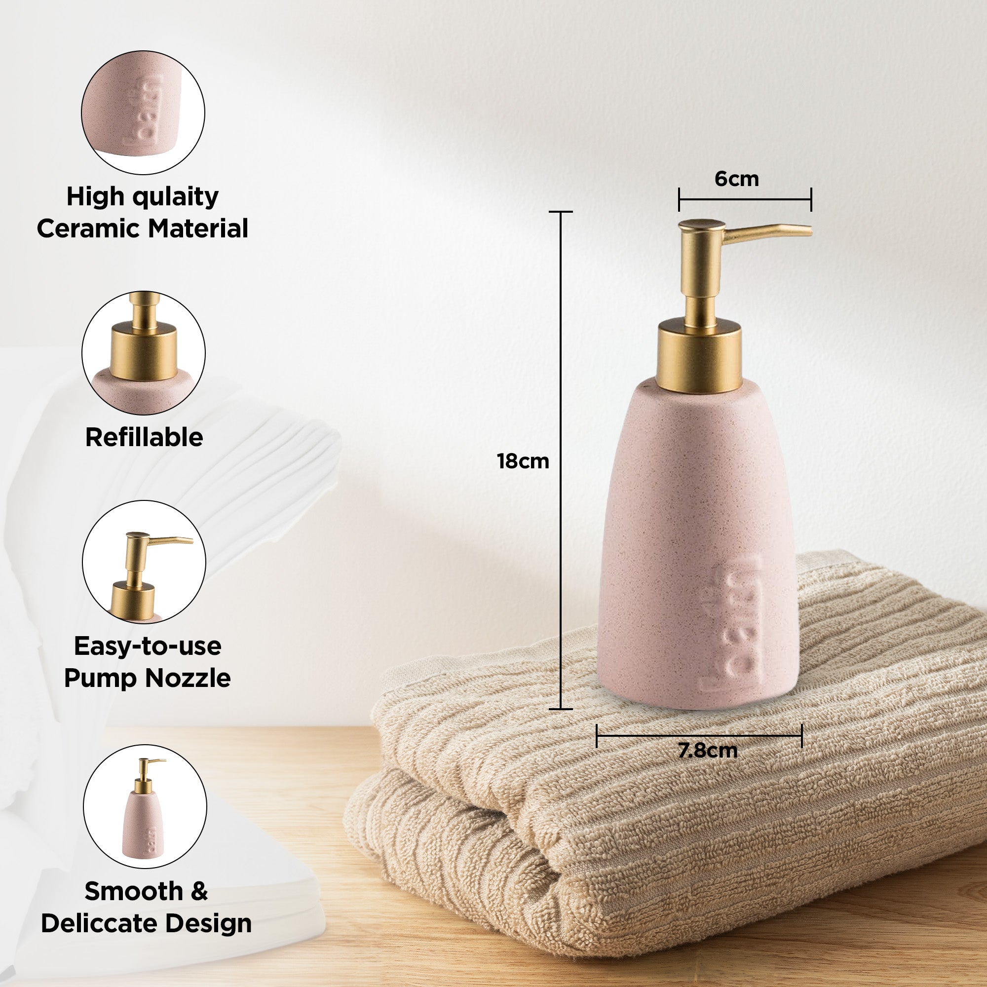 Pink ceramic soap dispensers by UMAI - chic bathroom decor