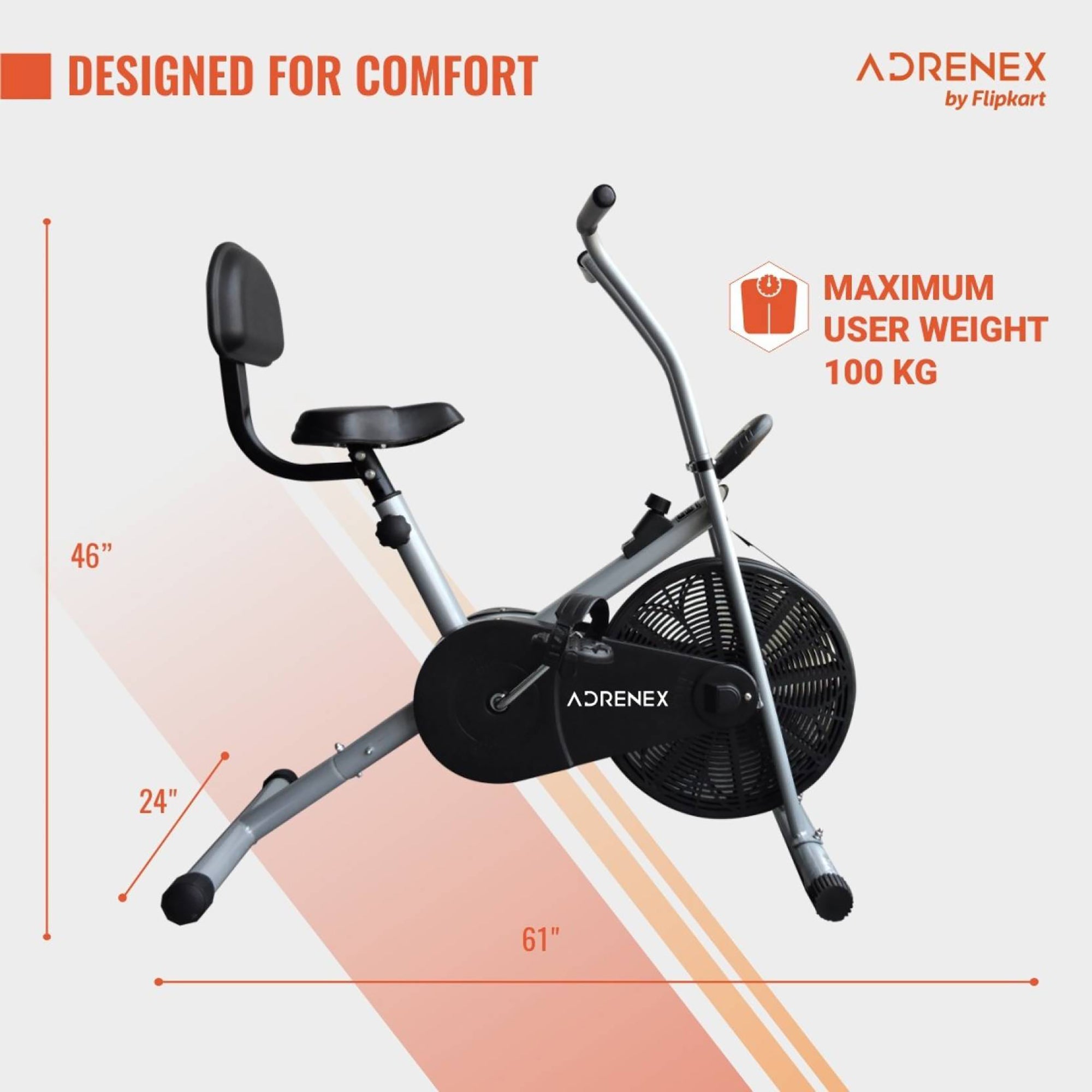 Reach Air Bike - Adjustable Seat for Comfort