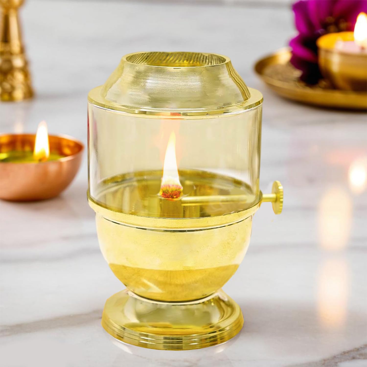 Ekhasa akhand diya - Elegant glass-covered design