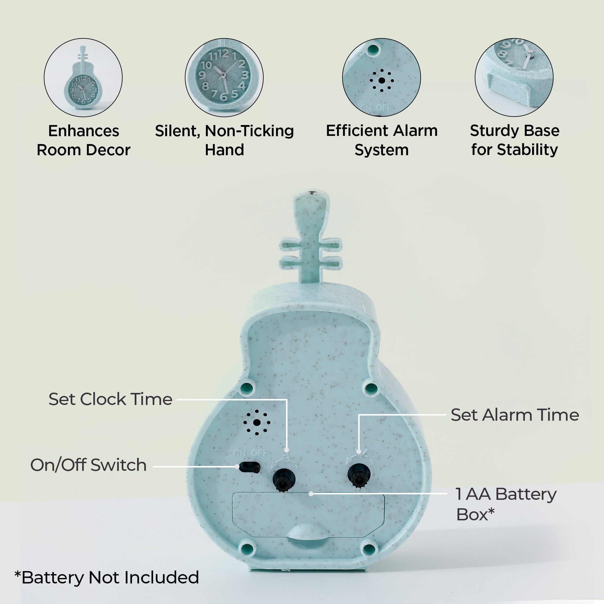 UMAI green alarm clock - Functional study table accessory