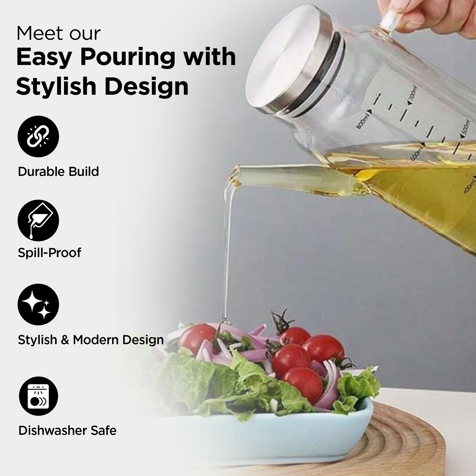 The Better Home bamboo lid oil dispenser - Mess-free pouring